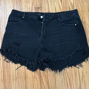 High Rise Black Cut Off Shorts